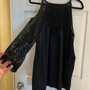 Elegant Black Lace Cold Shoulder Top